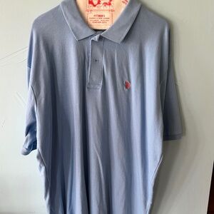 US Polo Assn Mens Polo Shirt Sz XXL Color Baby Blue Pink Embroidery